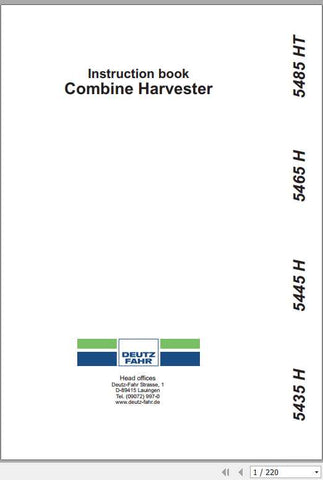 Unlock the full potential of your DEUTZ-FAHR tractor with the comprehensive instruction manual for models 5435H, 5445H, 5465H, and 5485HT. This PDF file serves as an essential