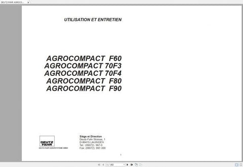 Unlock the full potential of your DEUTZ-FAHR AGROCOMPACT 60 90 with our comprehensive User & Maintenance Manual, available in a convenient PDF format. This essential guide provides detailed instructions and insights to ensure your machinery 