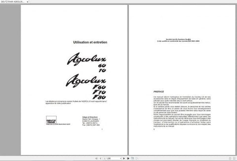Unlock the full potential of your DEUTZ-FAHR AGROLUX 60, 70, and 80 series tractors with our comprehensive User & Maintenance Manual. This PDF file is designed to provide you with