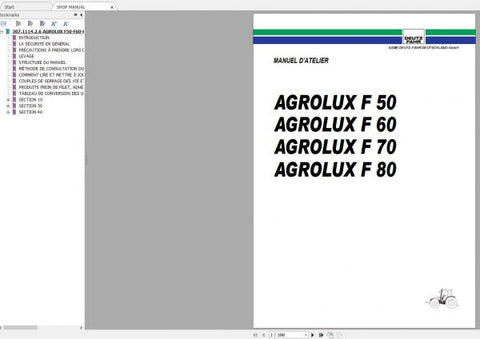 Unlock the full potential of your DEUTZ-FAHR AGROLUX series tractors with our comprehensive workshop manual, available in a convenient PDF format. This essential guide covers models F50, F60, F70, and F80, providing you with detailed insights into maintenance, troubleshooting, and repair procedures.