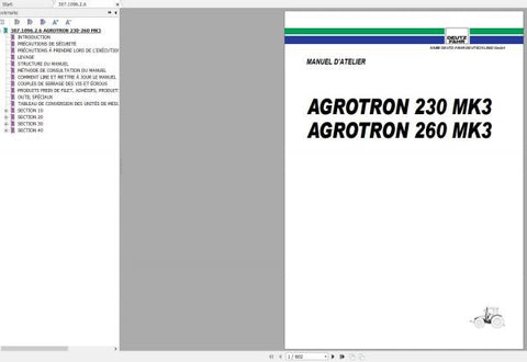 Unlock the full potential of your DEUTZ-FAHR AGROTRON 230 and 260 tractors with our comprehensive workshop manual, available in a convenient PDF format. This essential guide provides detailed insights into maintenance, troubleshooting, and