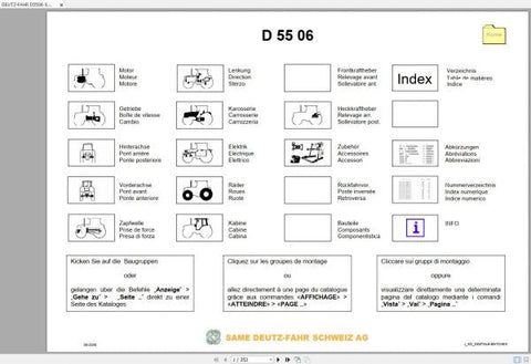 Discover the DEUTZ-FAHR D5506 Spare Parts Catalogue Manual, a comprehensive PDF resource designed for efficient maintenance and repair of your machinery. This manual provides detailed diagrams and part numbers, ensuring you can easily 