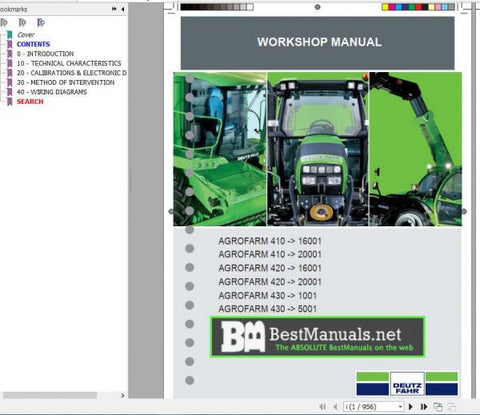 Unlock the full potential of your DEUTZ-FAHR Agrofarm 410, 420, and 430 tractors with our comprehensive workshop manual in PDF format. This essential guide provides detailed instructions