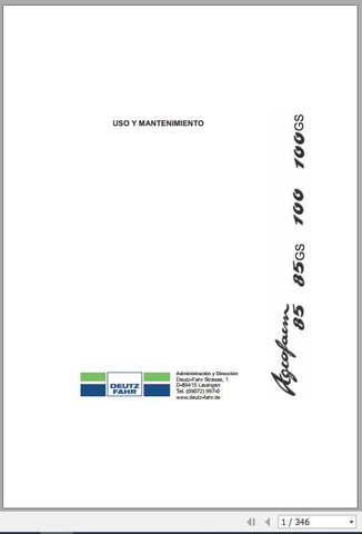 Discover the essential DEUTZ-FAHR TRACTOR AGROFARM 85(GS) 100(GS) Use and Maintenance Manual, now available in a convenient PDF format. This comprehensive guide is designed