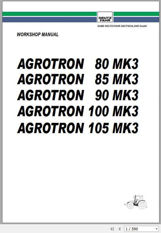 Unlock the full potential of your DEUTZ-FAHR Agrotron tractor with our comprehensive Workshop Manual, available in a convenient PDF format. This essential guide covers models 80, 85, 90, 100, and 105 MK3, providing you with detailed insights into maintenance