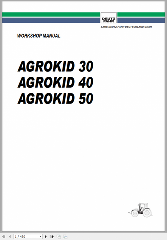 Discover the ultimate resource for maintaining your DEUTZ FAHR AGROKID 30-40-50 with our comprehensive workshop manual in PDF format. This essential guide is designed to provide you with detailed instructions, diagrams, and specifications to ensure