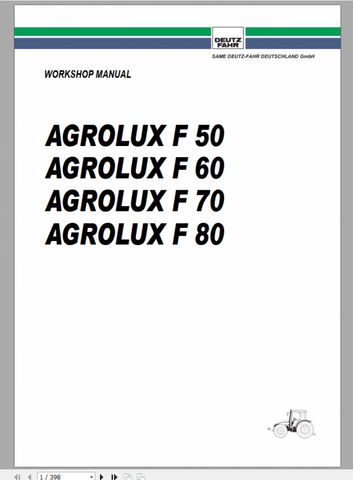 Unlock the full potential of your DEUTZ FAHR AGROLUX F50-F60-F70-F80 with our comprehensive workshop manual, available in a convenient PDF format. This essential guide provides detailed insights into maintenance, troubleshooting, and 