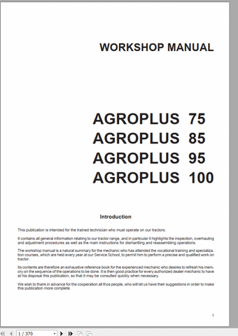 Unlock the full potential of your DEUTZ FAHR AGROPLUS 75-85-95-100 with our comprehensive workshop manual, available in a convenient PDF format. This essential guide provides detailed insights into maintenance, troubleshooting, and repair