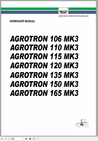 Unlock the full potential of your DEUTZ FAHR AGROTRON series with our comprehensive Workshop Manual, available in a convenient PDF format. This essential guide covers models 106, 110, 115, 120, 135, 150, and 165 MK3, providing you with detailed