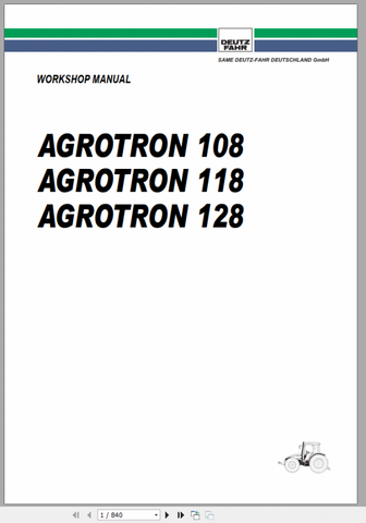 Unlock the full potential of your DEUTZ FAHR AGROTRON 108-118-128 with our comprehensive workshop manual in PDF format. This essential guide is designed to provide you with detailed insights into maintenance, troubleshooting, and repair procedures