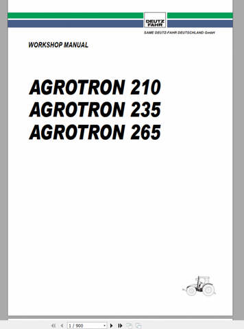 Unlock the full potential of your DEUTZ FAHR AGROTRON 210-235-265 with our comprehensive workshop manual in PDF format. This essential guide provides detailed insights into maintenance