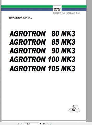 Unlock the full potential of your DEUTZ FAHR AGROTRON 80-85-90-100-105 MK3 with our comprehensive workshop manual, available in a convenient PDF format. This essential guide provides detailed insights into maintenance, troubleshooting, and repair 