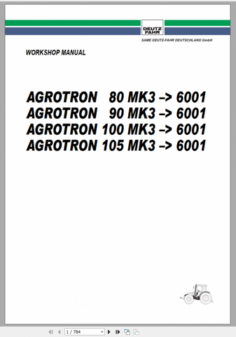Unlock the full potential of your DEUTZ FAHR AGROTRON 80-90-100-105 MK3 with our comprehensive workshop manual in PDF format. This essential guide provides detailed