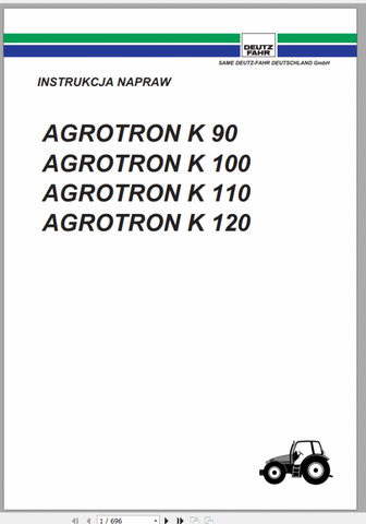 Unlock the full potential of your DEUTZ FAHR AGROTRON K series tractors with our comprehensive Workshop Manual, available in a convenient PDF format. This essential guide covers models K 90, K 100, K 110, and K 120, providing you with detailed