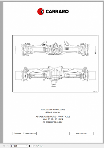 Discover the essential DEUTZ FAHR Front Axle Workshop Manual for Agrotron models 150, 150.7, and 165.7. This comprehensive PDF file is designed to provide you with detailed insights and step-by-step instructions for maintaining and repairing your front axle, ensuring optimal performance and longevity of your machinery.
