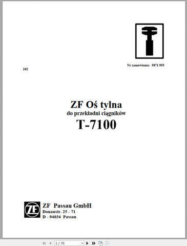 Unlock the full potential of your DEUTZ FAHR T-7100 with our comprehensive Rear Axle Workshop Manual, available in a convenient PDF format. This essential guide provides detailed instructions and diagrams, ensuring you have all the information needed for