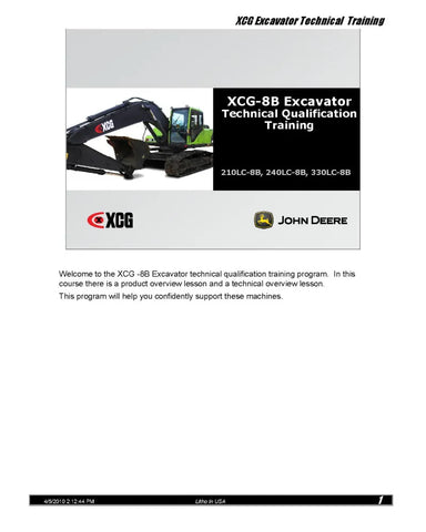 XCG 210LC-8B, 240LC-8B AND 330LC-8B CRAWLER EXCAVATOR TRAINING MANUAL DGTC344 - PDF FILE
