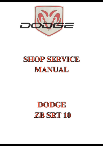DODGE ZB SRT 10 SHOP SERVICE MANUAL - PDF