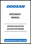 DOOSAN SOLAR 035 EXCAVATOR ENGINE SPECSHEET MANUAL - PDF FILE