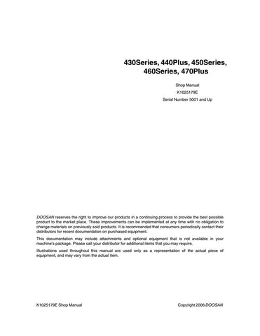 Download PDF For Daewoo Doosan 430 Series, 440 Plus, 450 Series, 460 Series Skid Steer Loader Workshop Service Repair Manual