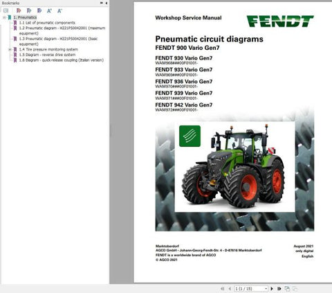 Unlock the full potential of your FENDT 900 VARIO GEN7 with our comprehensive Pneumatic Circuit Diagrams Manual (VIN 968, 969, 970, 971). This expertly crafted PDF file provides detailed diagrams and essential information to help you understand and maintain your machinery with ease. Whether you're a seasoned technician or a dedicated owner, this manual is an invaluable resource for troubleshooting and optimizing performance. Enhance your operational efficiency and ensure your equipment runs smoothly with th