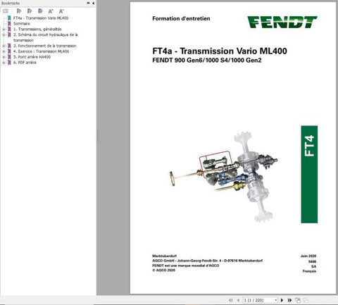 Unlock the full potential of your Fendt FT4A Transmission Vario ML400 with our comprehensive training manual, available in a convenient PDF format. This essential guide provides detailed insights into the operation and maintenance of your transmission system, ensuring optimal performance and longevity. Perfect for both new and experienced operators, the manual is designed to enhance your understanding and efficiency, making it an invaluable resource for anyone looking to maximize their equipment's capabilit
