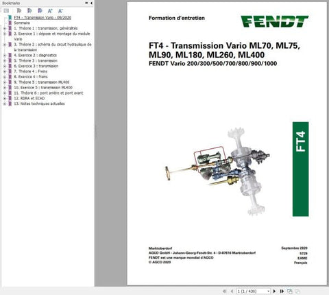 Unlock the full potential of your FENDT FT4 Transmission Vario ML70 to ML400 with our comprehensive training manual, available in a convenient PDF format. This expertly crafted guide provides detailed insights and step-by-step instructions, ensuring you master the operation and maintenance of your machinery. Enhance your efficiency and productivity with this essential resource, designed for both novice and experienced operators. Don't miss out on the opportunity to elevate your skills—download your training