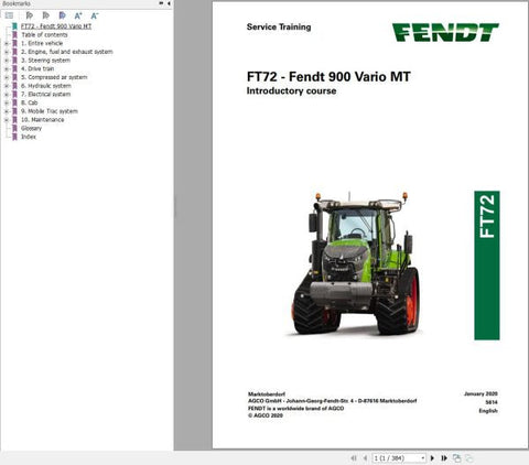 Enhance your maintenance skills with the FENDT FT72 – 900 VARIO MT 564437 Service Training Manual, available in a convenient PDF format. This comprehensive guide provides detailed insights into the operation and servicing of the FENDT FT72 – 900 VARIO MT, ensuring you have the knowledge to keep your machinery running smoothly. With easy navigation and clear instructions, this manual is an essential resource for technicians and operators alike, empowering you to perform repairs and maintenance with confidenc