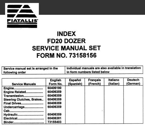 UNLOCK THE FULL POTENTIAL OF YOUR FIAT-ALLIS FD20 DOZER WITH THE COMPREHENSIVE SERVICE REPAIR MANUAL FEATURING THE ROBUST 8215 ENGINE. 