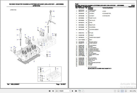 FENDT SPRAYER RG1300C ROGATOR 652466 2018-2021 CHASSIS AND SYSTEMS SPARE PARTS CATALOGUE MANUAL - PDF FILE