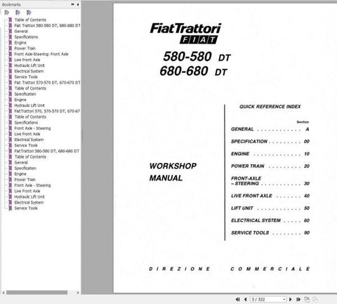 Fiat Trattori 70, 80 Series Tractors Workshop Service Repair Manual 06910054 - Manual labs