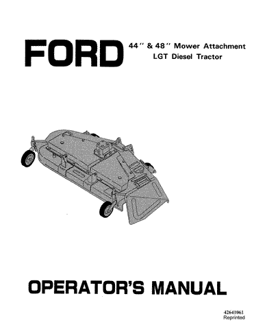 Ford SE4584 44 48 Inch Rotary Mower LGT Diesel Tractor - New Holland Operator's Manual 42641061 Download PDF - Manual labs
