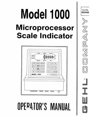 GEHL 1000 MICROPROCESSOR (903426A) OPERATOR MANUAL - PDF FILE