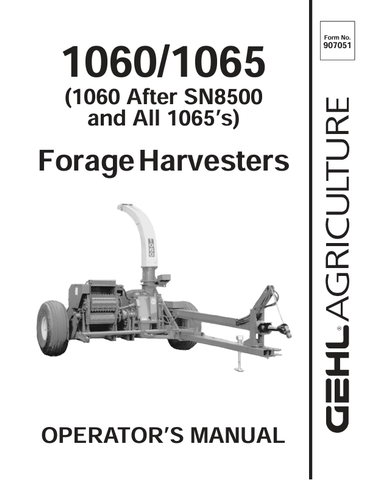 GEHL 1060, 1065 (907051) OPERATOR MANUAL PDF DOWNLOAD