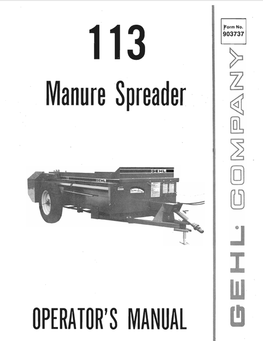 GEHL 113 (903737A) OPERATOR MANUAL - PDF FILE