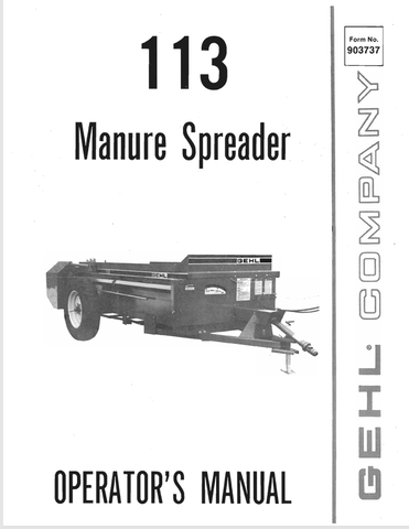 GEHL 113 MANURE SPREADER (903737) OPERATOR MANUAL PDF DOWNLOAD