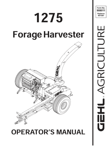 GEHL 1275 FORAGE HARVESTER (908011) OPERATOR MANUAL PDF DOWNLOAD