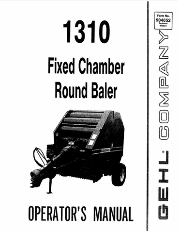 GEHL 1310 (904052A) OPERATOR MANUAL - PDF FILE
