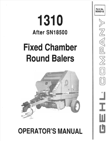 GEHL 1310 (906015A) OPERATOR MANUAL - PDF FILE