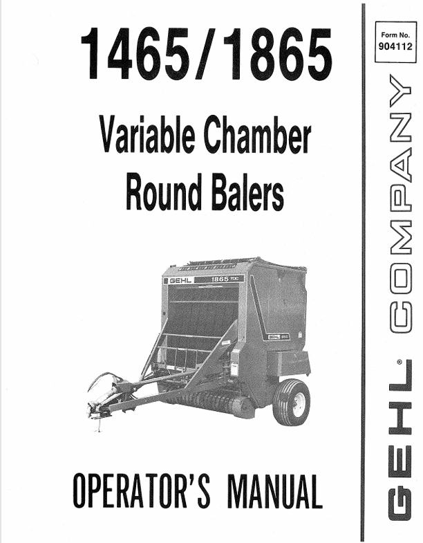 GEHL 1465, 1865 (904112A) OPERATOR MANUAL - PDF FILE
