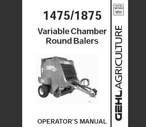 ENHANCE YOUR BALING EFFICIENCY WITH THE GEHL 1475 AND 1875 ROUND BALERS OPERATOR’S MANUAL, NOW AVAILABLE AS A CONVENIENT PDF FILE. 