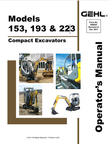GEHL 153, 193, 223 (909824D) OPERATOR MANUAL PDF DOWNLOAD