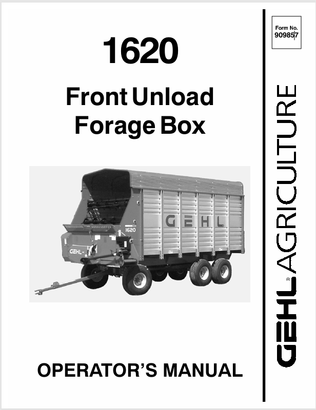GEHL 1620 FORAGE BOXES (909857A) OPERATOR MANUAL - PDF FILE