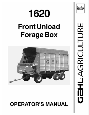 GEHL 1620 FRONT UNLOAD (909857) OPERATOR MANUAL PDF DOWNLOAD