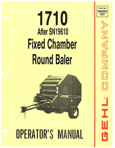GEHL 1710 (904053A) OPERATOR MANUAL - PDF FILE