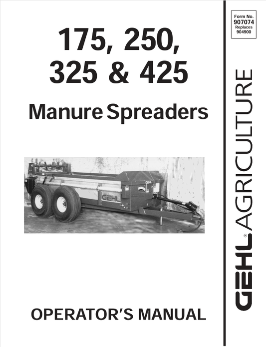 GEHL 175, 250, 325, 425 (907074A) OPERATOR MANUAL - PDF FILE