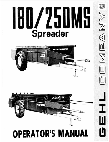GEHL 180, 250MS SPREADER (901920A) OPERATOR MANUAL - PDF FILE