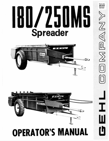 GEHL 180, 250MS SPREADER (901920) OPERATOR MANUAL PDF DOWNLOAD