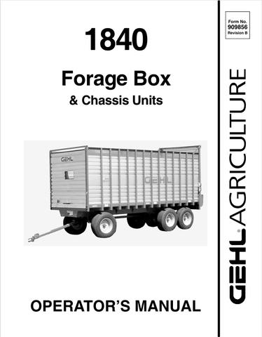 GEHL 1840 FORAGE BOX (909856) OPERATOR MANUAL PDF DOWNLOAD