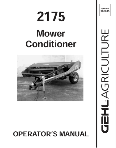 GEHL 2175 MOWER CONDITIONER (906635) OPERATOR MANUAL PDF DOWNLOAD